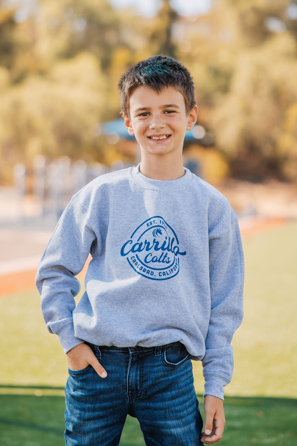 Youth Crewneck Sweatshirt Carrillo Athletic Grey