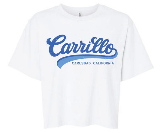 Ladies white boxy tee
